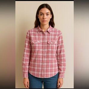 L.L. Bean Double Cloth Shirt Womans XL Pink Plaid